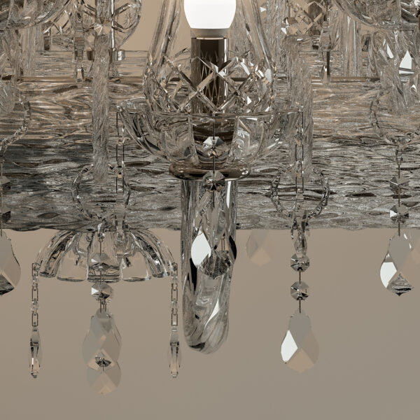 LAMPADARIO dalle ampie braccia in vetro di Murano soffiato a mano, paralume in tessuto e illumnazione a LED: Intrecci 1315/