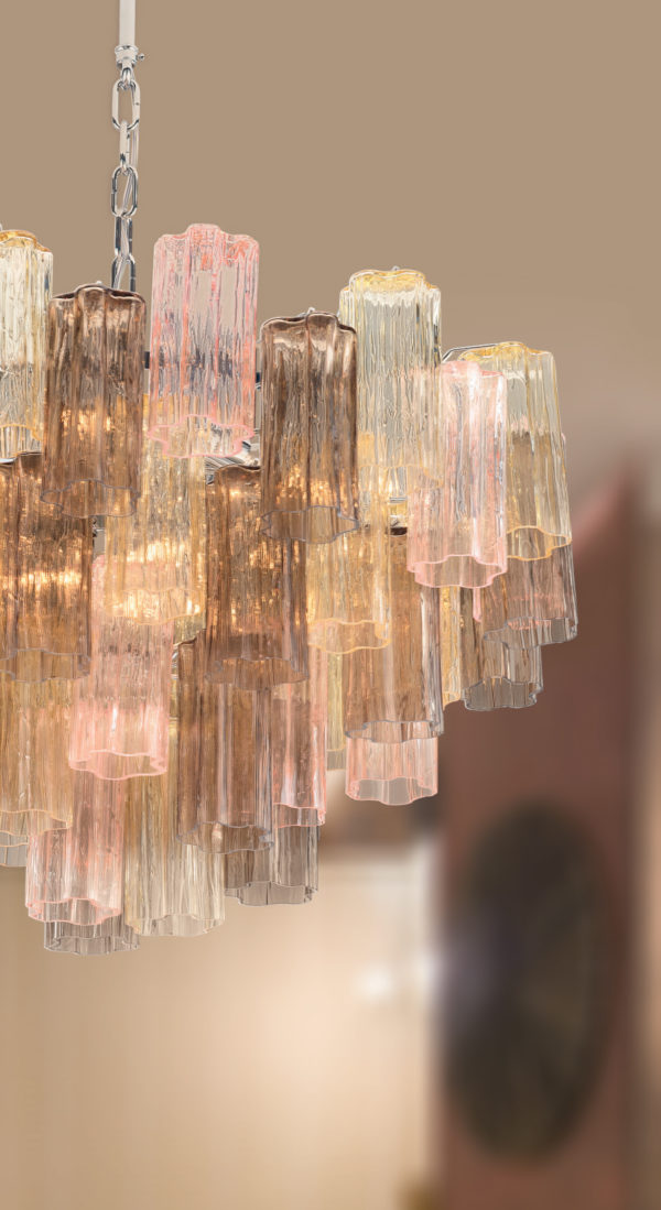 Dettaglio classico lampadario Murano 4150 collezione Glace con finitura a corteccia Patrizia Volpato