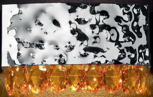 Dettaglio applique vetro Murano 450-452/APP-1 gocce di cristallo arancione collezione Magma Patrizia Volpato