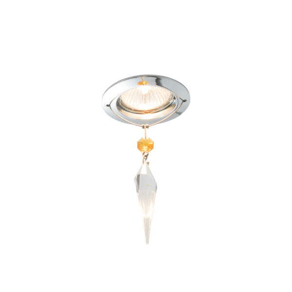 Faretto soffitto Patrizia Volpato 460/F con pendente in Swarovski montatura in cromo lucido collezione Spot Lights
