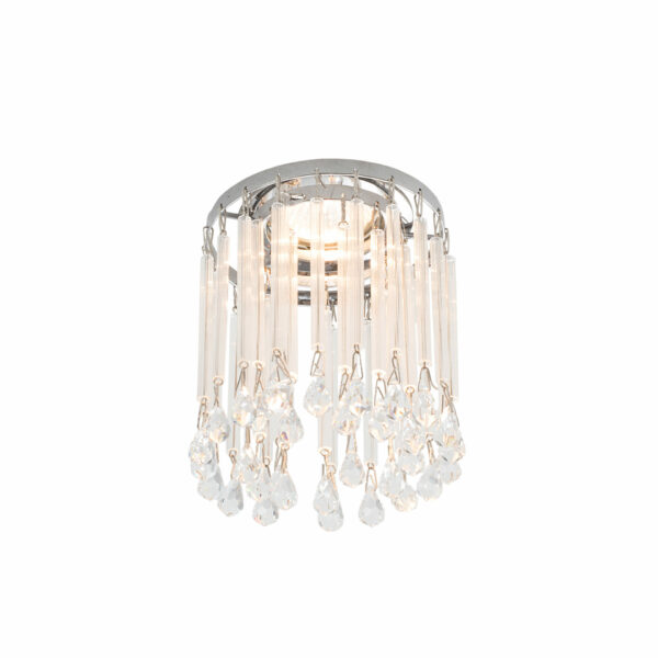 Faretto soffitto 461/F Patrizia Volpato con cannette di vetro rigato e pendenti di cristallo montatura in cromo lucido collezione Spot Lights