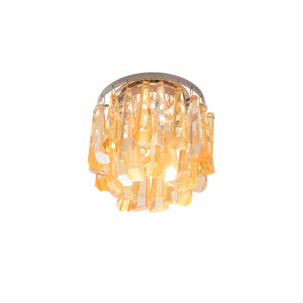 Faretto soffitto color ambra 463/F con pendenti in cristallo montatura in cromo lucido collezione Spot Lights