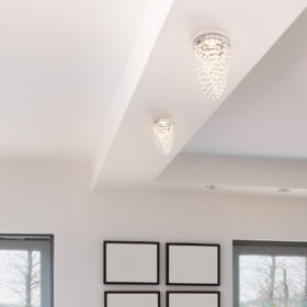 Faretto soffitto 466/F catene di perle in cristallo trasparente collezione Spot Lights Patrizia Volpato