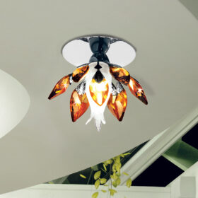 Faretto soffitto 470/F struttura cromo lucido e gocce di cristallo colorato collezione Spot Lights Patrizia Volpato
