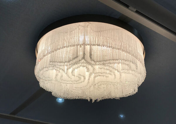 Plafoniera a soffitto 4800/PL collezione Venezia Patrizia Volpato frangia di perline in vetro di Murano