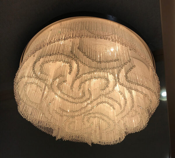 Plafoniera a soffitto Patrizia Volpato 4800/PL collezione Venezia frangia di perline in vetro di Murano