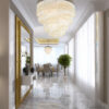 Lampadario salone Murano 4805/S Patrizia Volpato con frangia di perline collezione Venezia