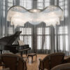 Lampadario Murano 4815/S frangia di perline collezione Venezia Patrizia Volpato in salone con pianoforte
