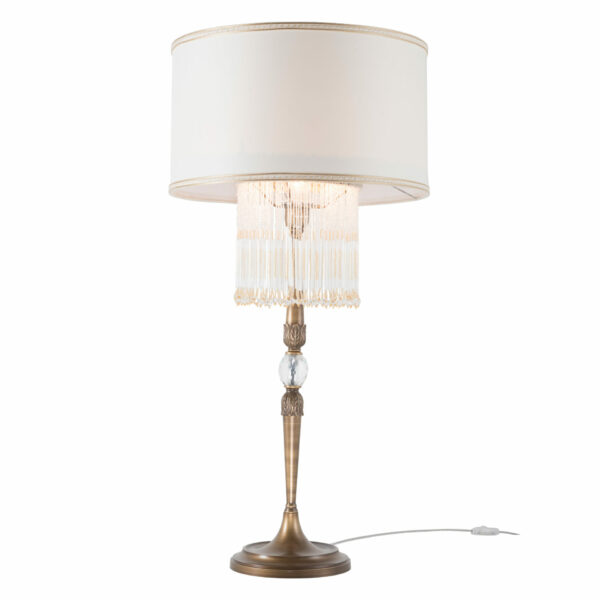 Lampada da tavolo con frangia di perline in vetro di Murano 4820/LG collezione Venezia Patrizia Volpato