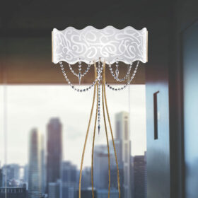 Lampada da terra design moderno 490/LT Patrizia Volpato cristalli Swarovski e vetro curvo di Murano collezione Marea