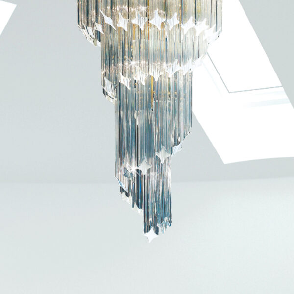 Cristallo Murano lampadario 5020/50 Patrizia Volpato con triedri e quadriedri collezione Cristalli