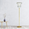 Lampada da terra design Patrizia Volpato 5090/LT triedri e quadriedri in vetro di Murano montatura in oro 24 carati collezione Cristalli