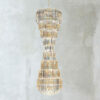 LAMPADARIO con triedri in cristallo o triedri e quadriedri in vetro di Murano, disponbili in molti colori, montatura in cromo lucido o oro 24 carati: Cristalli 6005/60