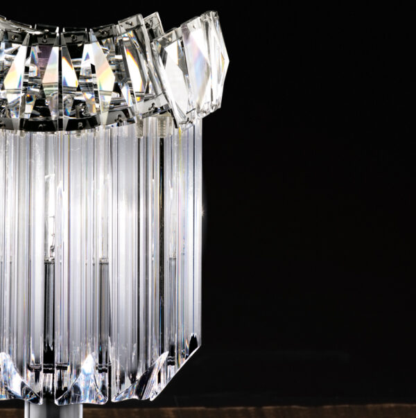 Lampada da tavolo design 6008/L Patrizia Volpato triedri e quadriedri in vetro di Murano montatura in cromo lucido collezione Cristalli