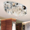 Plafoniera design 7405/PL Patrizia Volpato con triedri in cristallo trasparente, montatura in cromo lucido collezione Riflessi