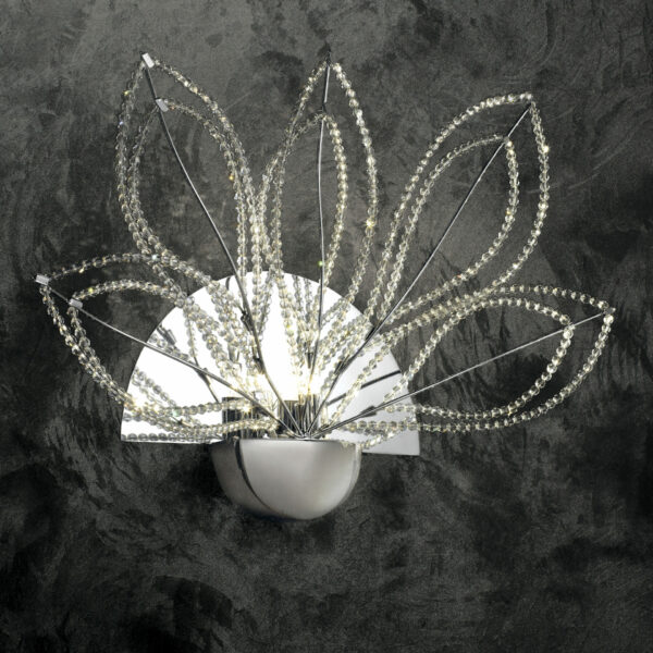 Applique da parete 840/APP petali in cristallo e montature in cromo lucido collezione Girasole Patrizia Volpato