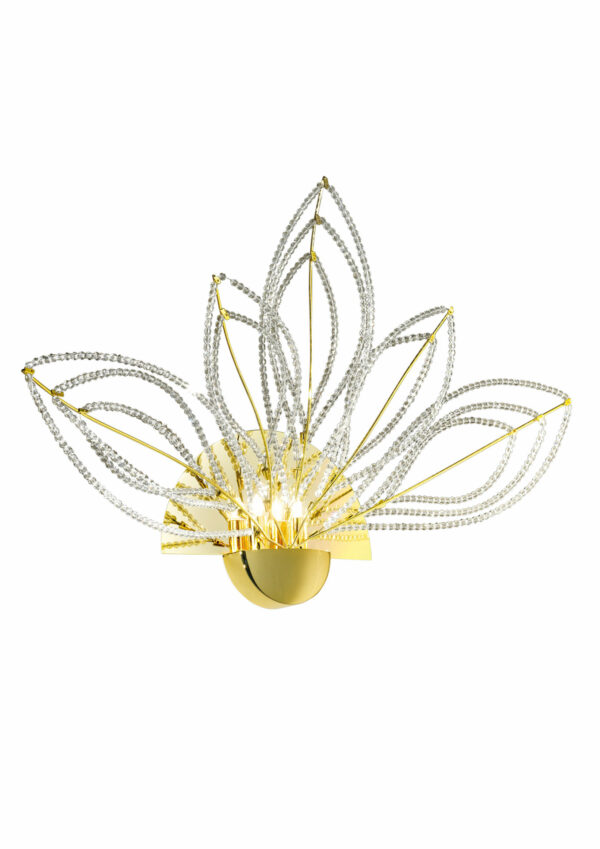 Applique moderna 840/APP petali decorativi in cristallo e montature in oro lucido 24 carati collezione Girasole Patrizia Volpato