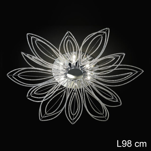 Plafoniera cristallo 840/PL Patrizia Volpato con petali decorativi in cristallo collezione Girasole