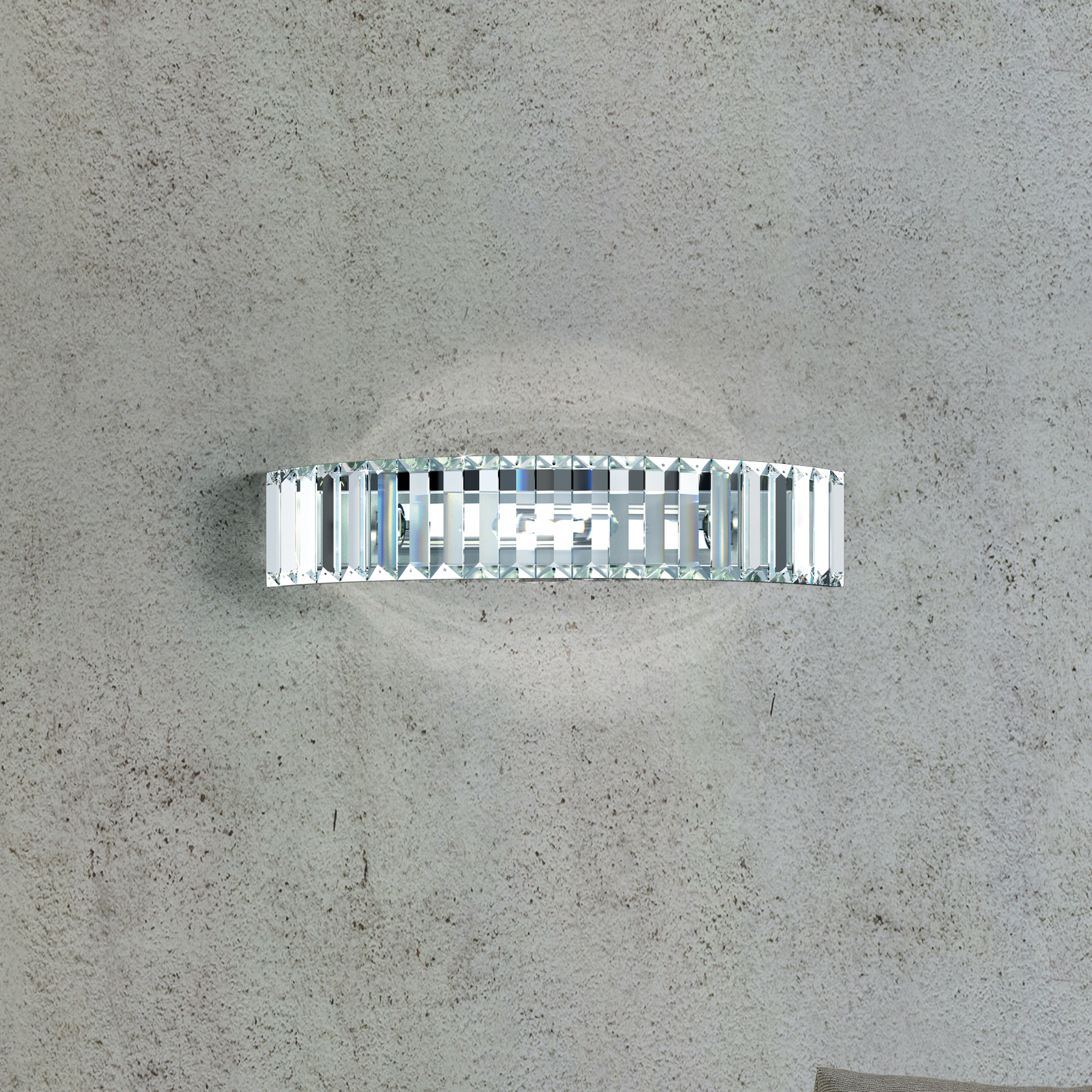 Applique da parete 9250/APP fascia in cristallo e montatura in cromo lucido collezione Fedi Patrizia Volpato