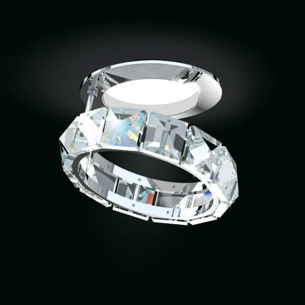 Faretto soffitto 9250/F Patrizia Volpato con anello in vetro di Murano e montatura cromo lucido collezione Fedi