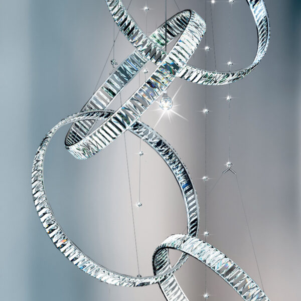 Dettaglio Cristallo Murano lampadario anelli concatenati Patrizia Volpato 9255/S collezione Fedi