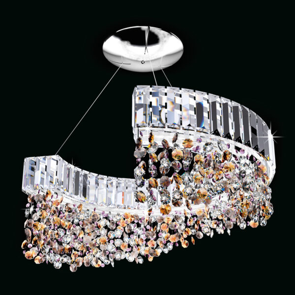 Plafoniera Murano 9260/S struttura semicircolare pendenti in cristallo collezione Diadema Patrizia Volpato