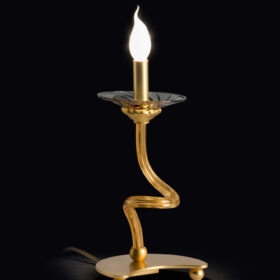 Lampada da tavolo design Patrizia Volpato in vetro di Murano con tazzina in cristallo collezione Intrecci