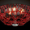 Plafoniera soffitto 500-PL60 Patrizia Volpato ganci di vetro Murano rosso collezione Legami