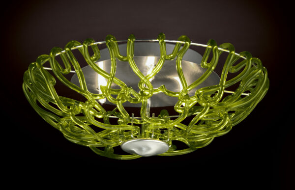 Plafoniera design contemporaneo 500-PL60 Patrizia Volpato ganci di vetro verde collezione Legami