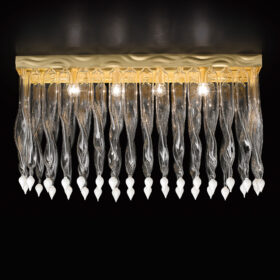 Lampadario plafoniera Murano 531-PL struttura in foglia oro collezione Alaska Patrizia Volpato