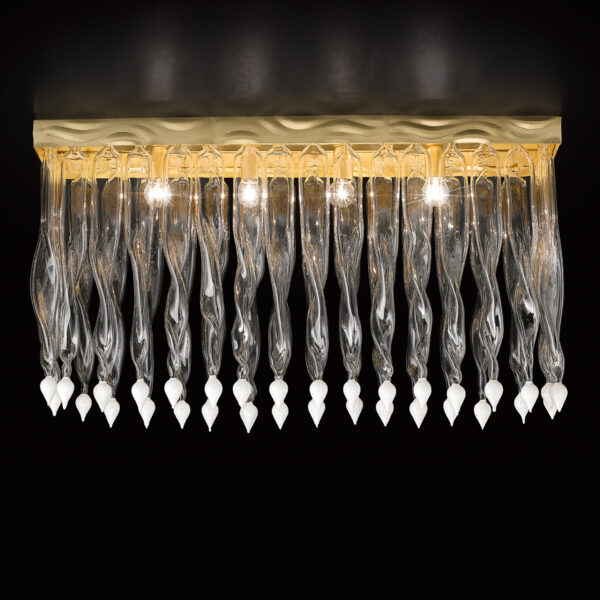 Plafoniera dai decori in vetro di Murano variopinti, struttura in foglia oro o foglia argento: Alaska 531-PL