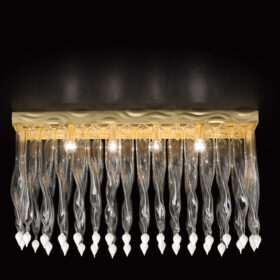 Plafoniera soffitto 531-PL Patrizia Volpato vetro di Murano struttura foglia oro collezione Alaska