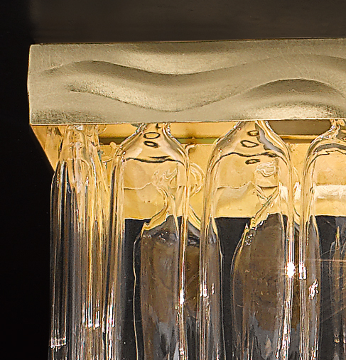 Dettaglio plafoniera soffitto vetro di Murano 531-PL struttura foglia oro collezione Alaska Patrizia Volpato