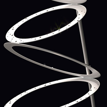 Lampada da terra metallo 800/LT Patrizia Volpato con struttura a cerchio in metallo collezione Cassiopea