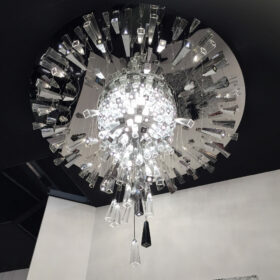 Lampadario plafoniera cristallo AG0519 con illuminazione led e finitura specchiata collezione Super Nova Patrizia Volpato