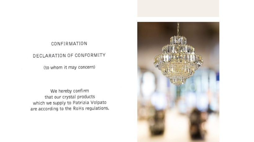 RoHS declaration of conformity for Patrizia Volpato crystal products