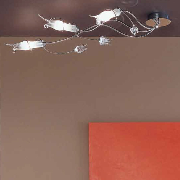 Plafoniera soffitto moderna 380-PS con bracci in ferro dal design floreale collezione Giglio Patrizia Volpato