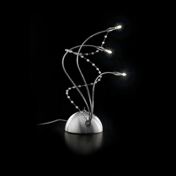 Lampada da tavolo vetro Murano 400-L3 DX argento Patrizia Volpato collezione Bijoux
