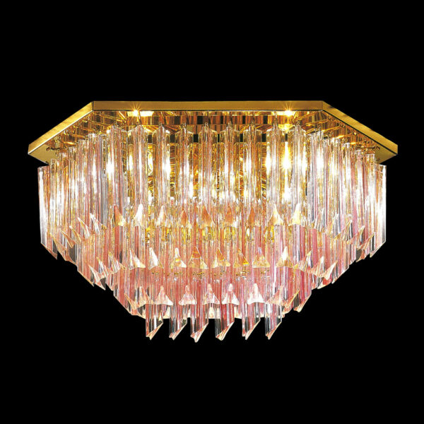 Plafoniera Cristalli 5031 PL in vetro di Murano o cristalli color rosa - Patrizia Volpato