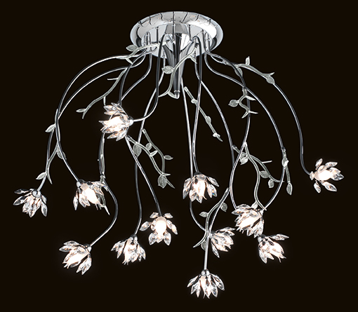 Plafoniera fiori 470-12 con bracci in ferro Patrizia Volpato collezione Boccioli