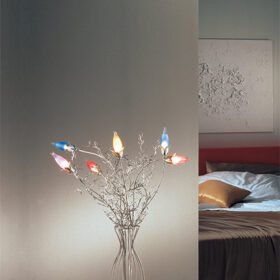 Lampada da tavolo elegante 4060-LG Patrizia Volpato dal design rustico e floreale con bracci in ferro collezione Erica