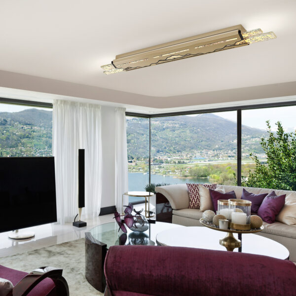 Plafoniera ampio soggiorno con vetro di Murano 7900-2 Patrizia Volpato collezione Flow