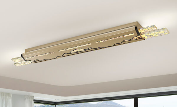 Plafoniera oro a soffitto 7900-2 vetro di Murano collezione Flow Patrizia Volpato
