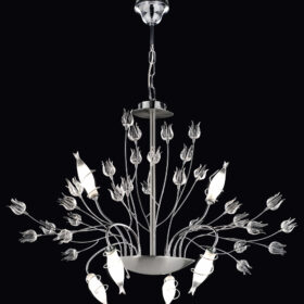 Lampadario sospensione Murano 385-S10 Patrizia Volpato con struttura in metallo e design floreale collezione Giglio