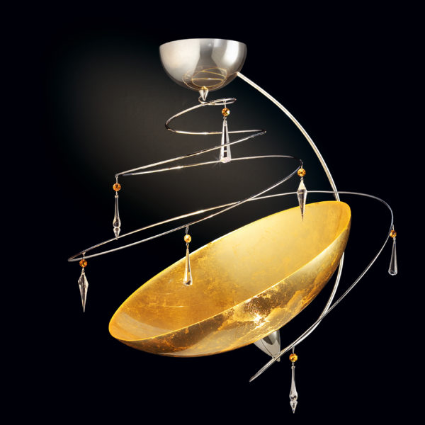 Lampadario a soffitto 460-PL50 moderno con cristalli Swarovski e vetro collezione Vertigo Patrizia Volpato