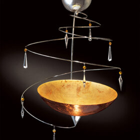 Lampadario da soffitto Patrizia Volpato collezione Vertigo modello 460-S40 con cristalli Swarovski e vetro