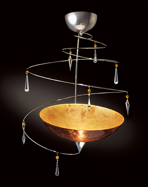 Lampadario da soffitto Patrizia Volpato collezione Vertigo modello 460-S40 con cristalli Swarovski e vetro