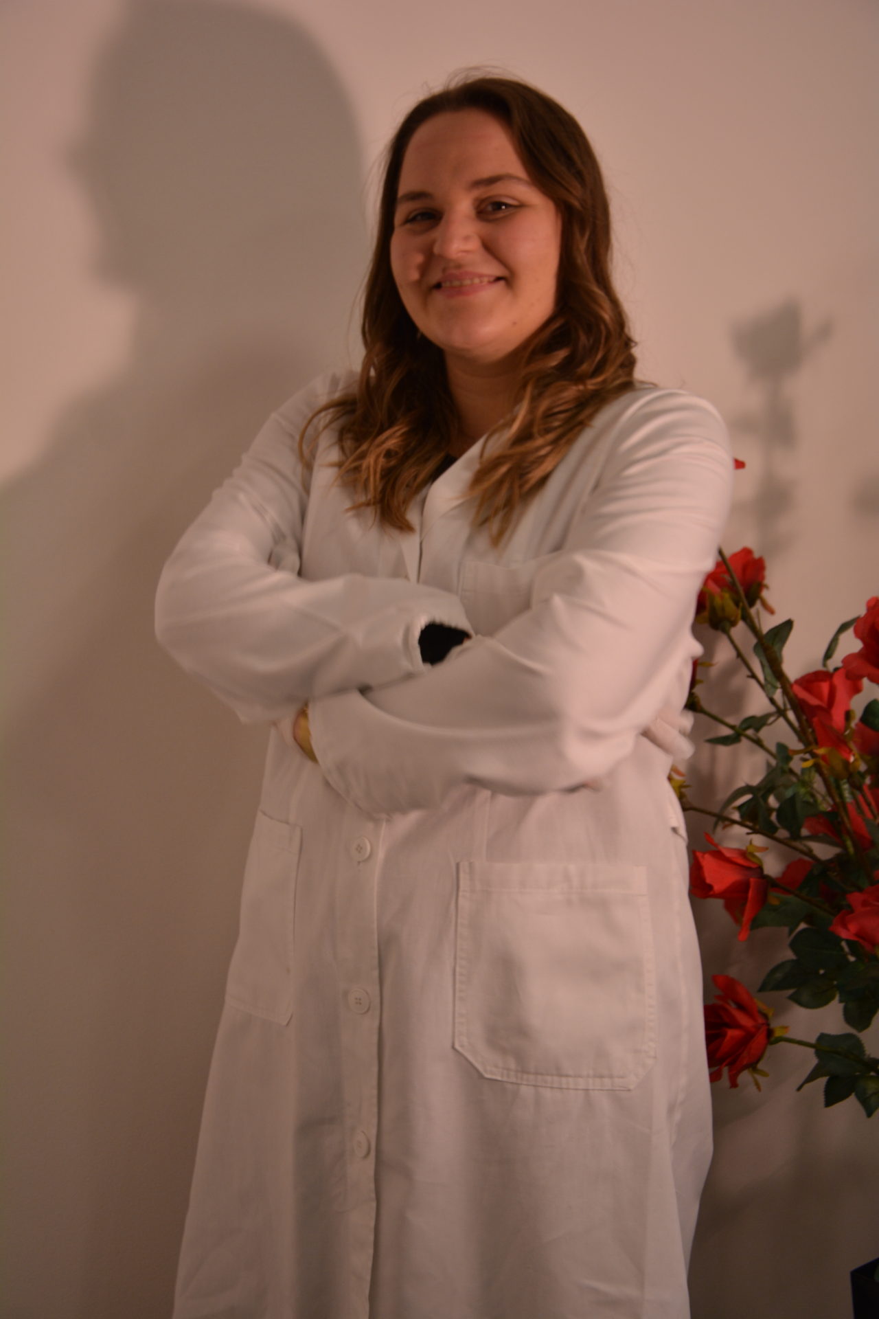 Chiara Volpato wears a lab coat